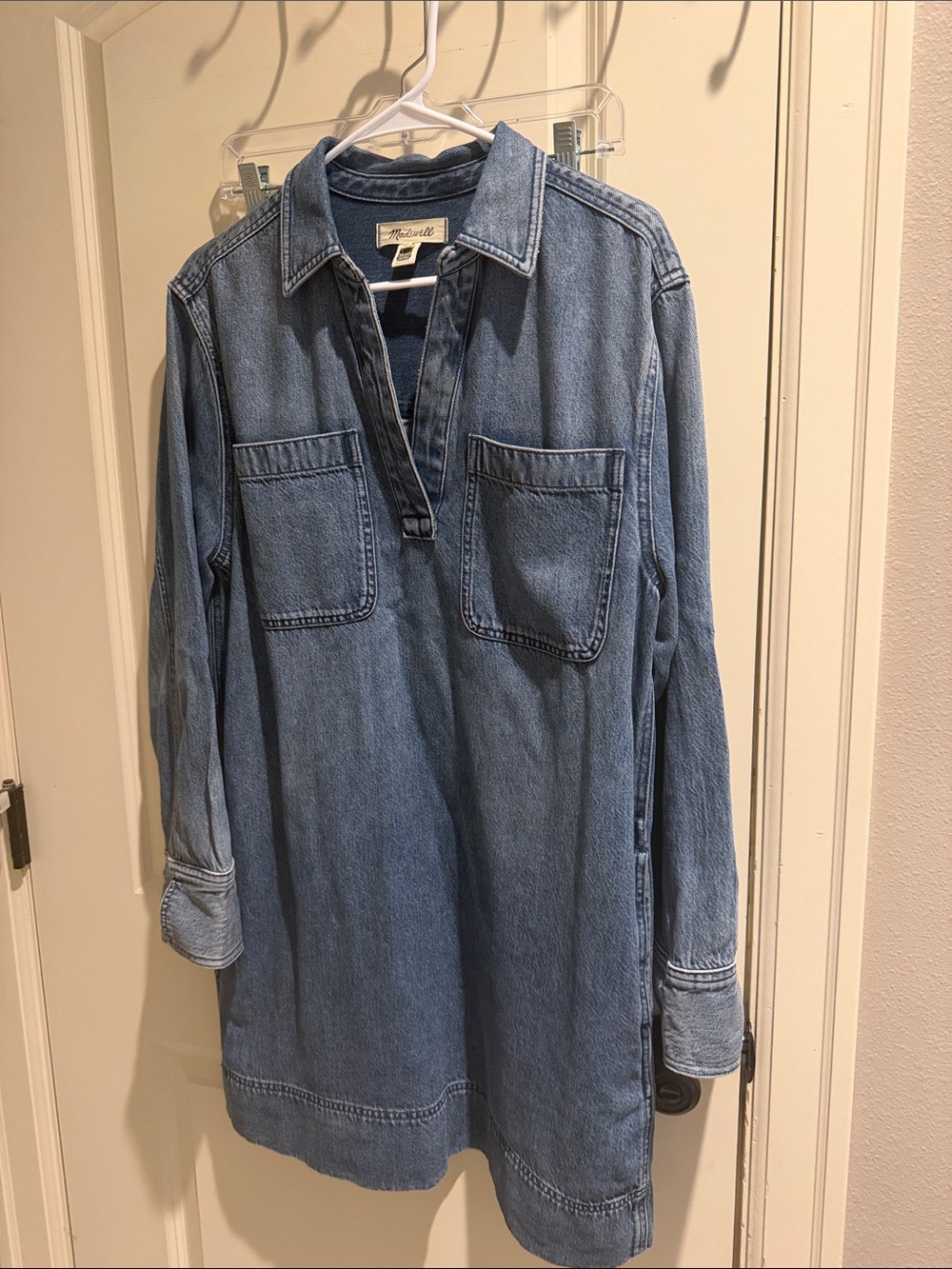 Madewell (M) Washed Blue Denim Tunic Shirt Dress